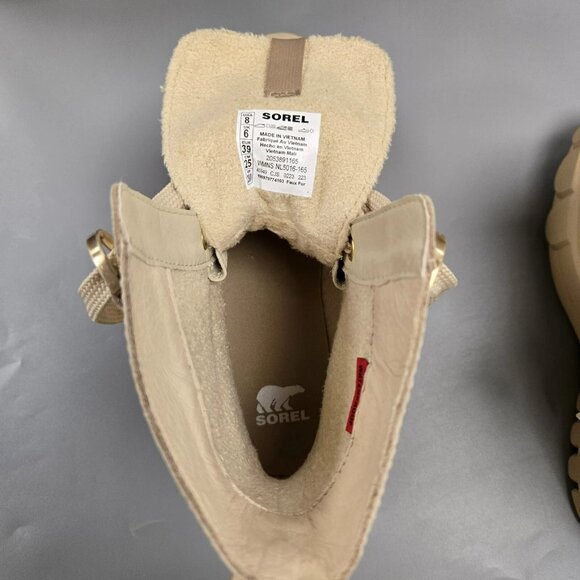 SOREL Caribou X Cozy Lace Up Boot Bleached Ceramic Oatmeal Beige Size 8 - Picture 6 of 15